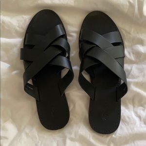 Madewell black slides, unworn